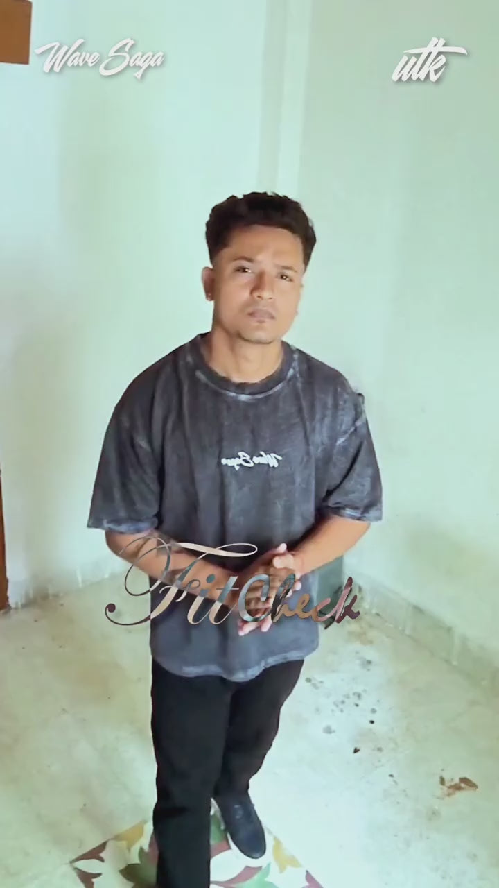 Grey Oversized tees with acid wash ,and embroider touch