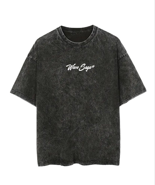 Grey Oversized tees with acid wash ,and embroider touch